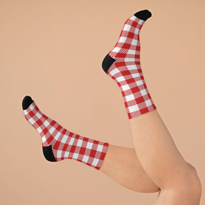 Red Plaid Recycled Poly Socks