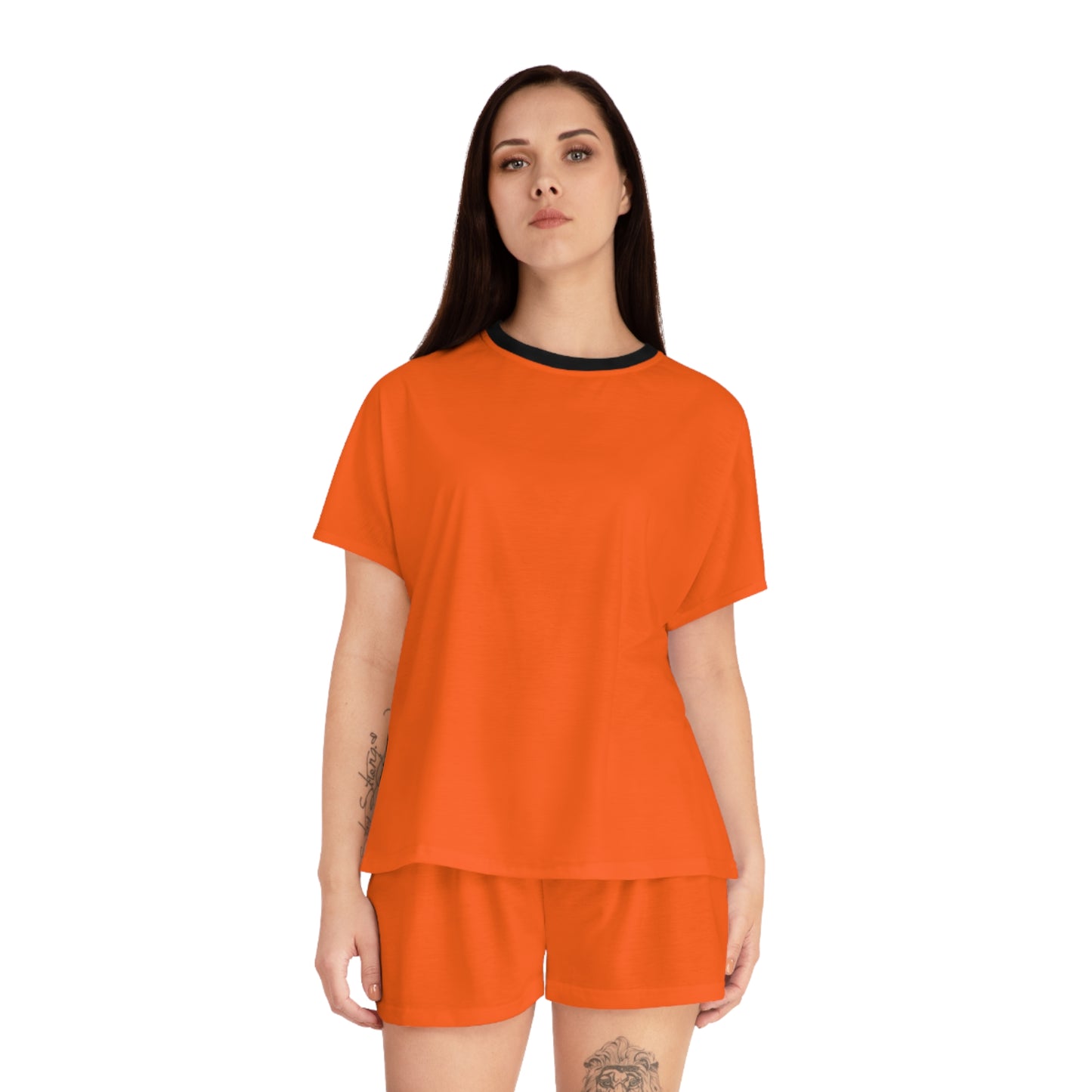 Womens Orange Short Pajama Set