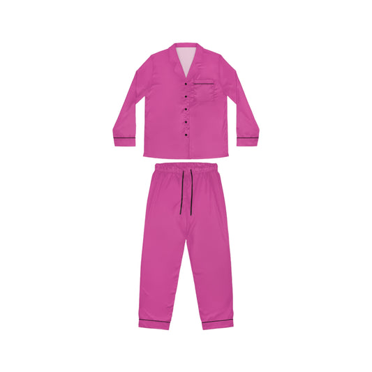 Womens Pink Satin Pajama Set