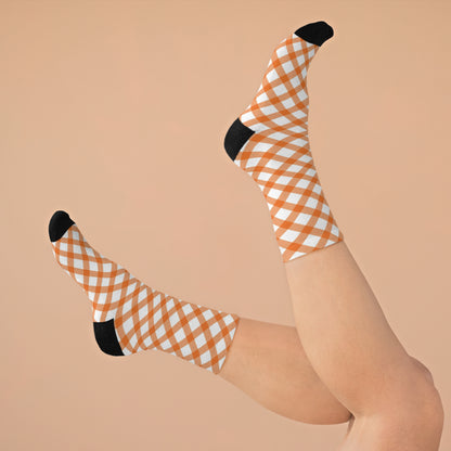 Orange Grid Delight Recycled Poly Socks