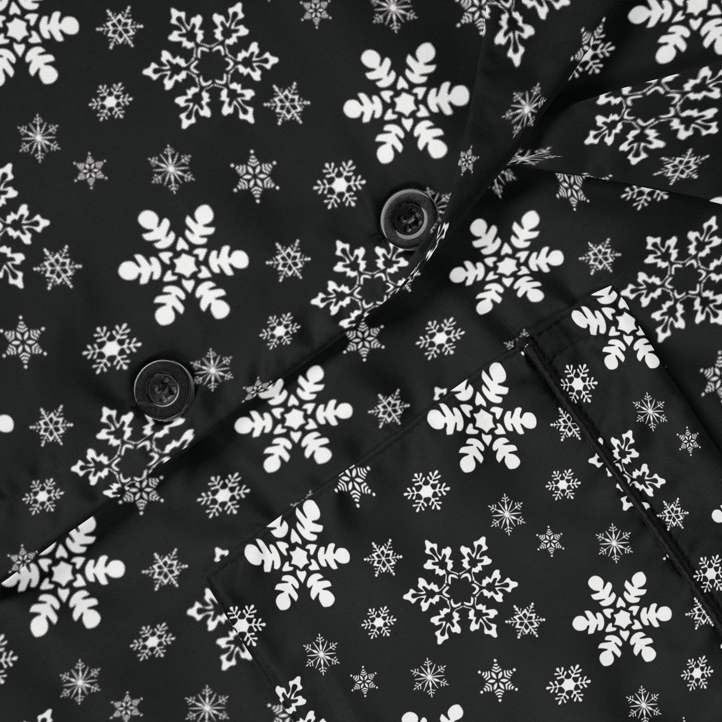 Womens Black Snowflakes Satin Pajamas