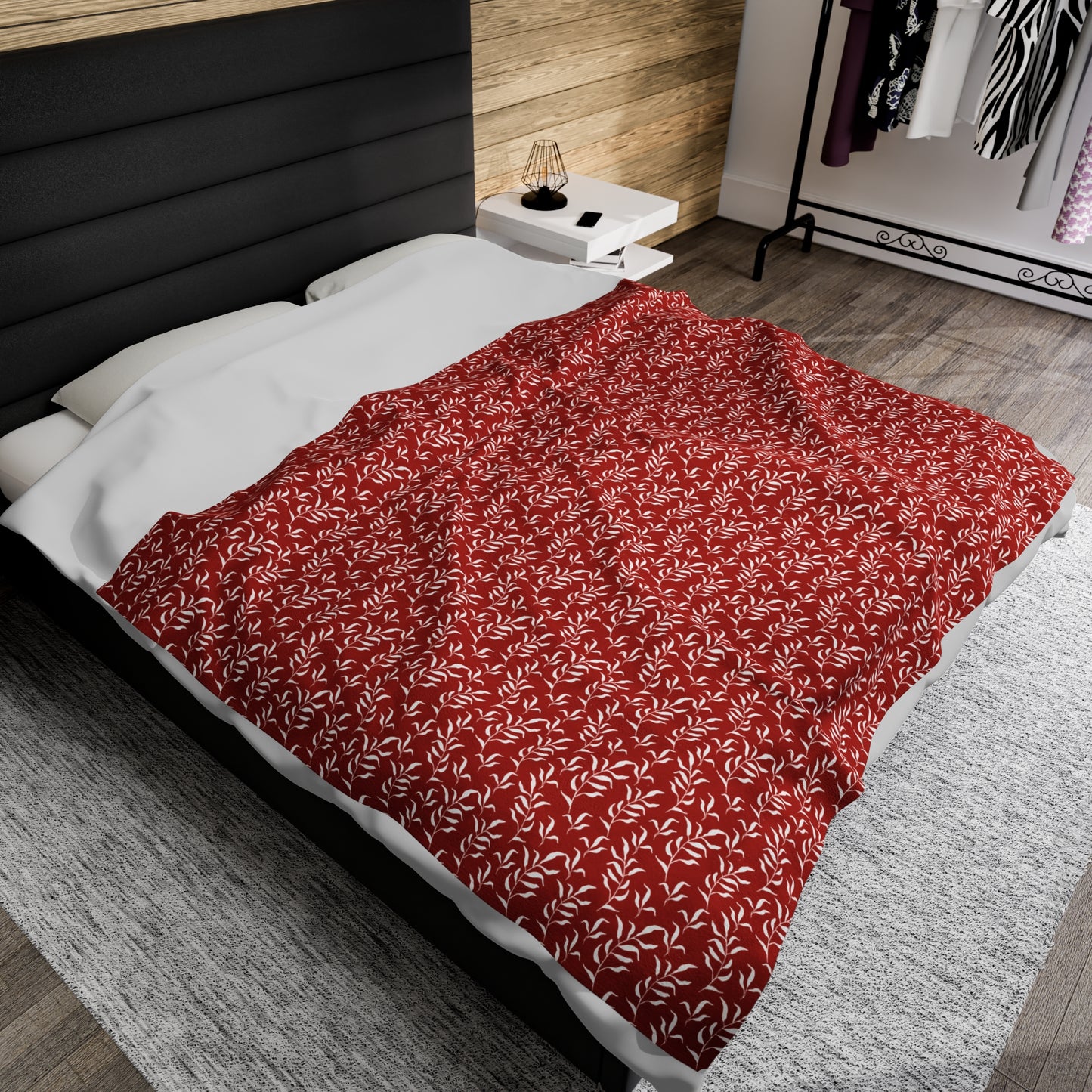 Scarlet Flora Velveteen Plush Blanket