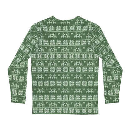 Mens Green Festive Forest Long Sleeve Pajama Shirt.