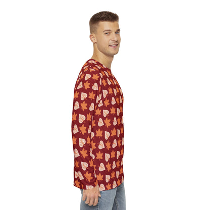 Mens Fall Leaves Long Sleeve Pajama Shirt