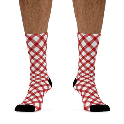 Red Grid Delight Recycled Poly Socks