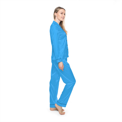 Womens Blue Sky Satin Pajama Set