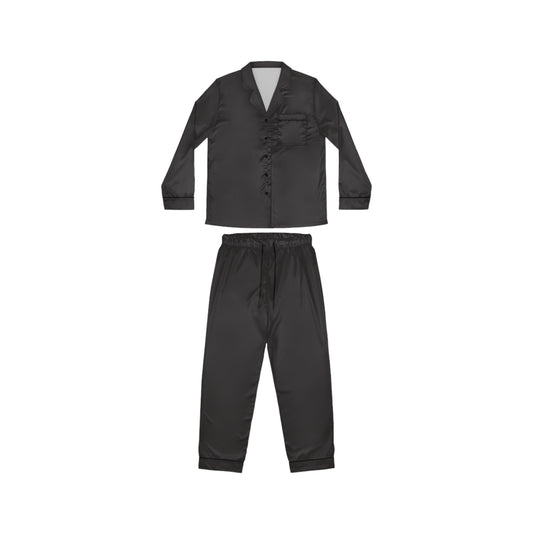 Womens Black Satin Pajama Set