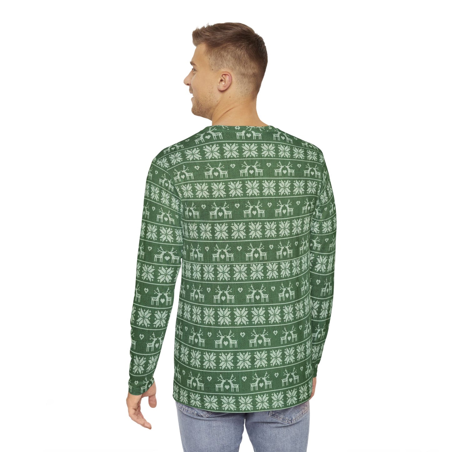 Mens Green Festive Forest Long Sleeve Pajama Shirt.