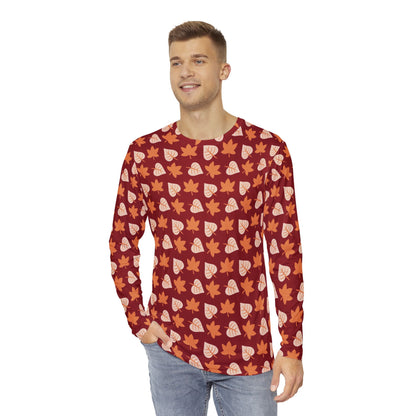 Mens Fall Leaves Long Sleeve Pajama Shirt