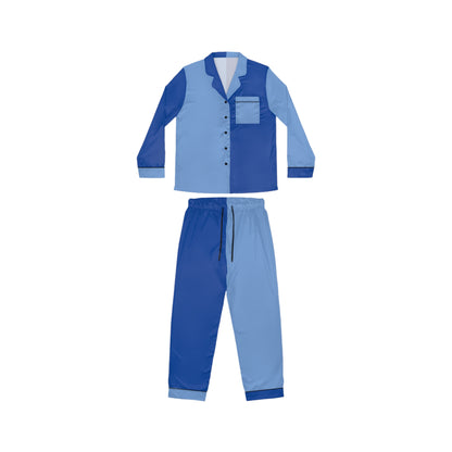 Womens Blue Color-Block Pajama Set