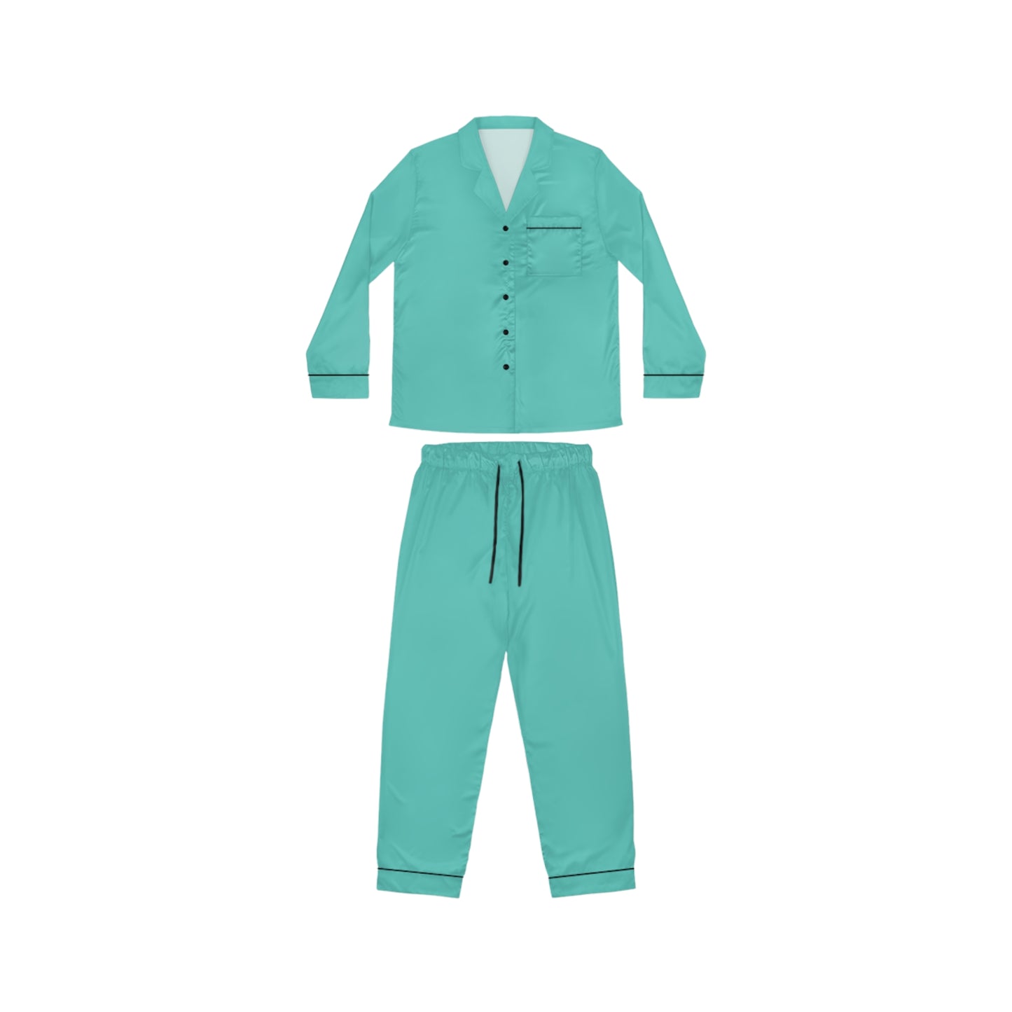 Womens Turquoise Satin Pajama Set