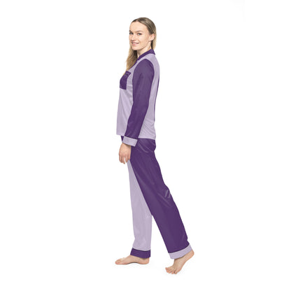 Womens Purple Color-Block Pajama Set