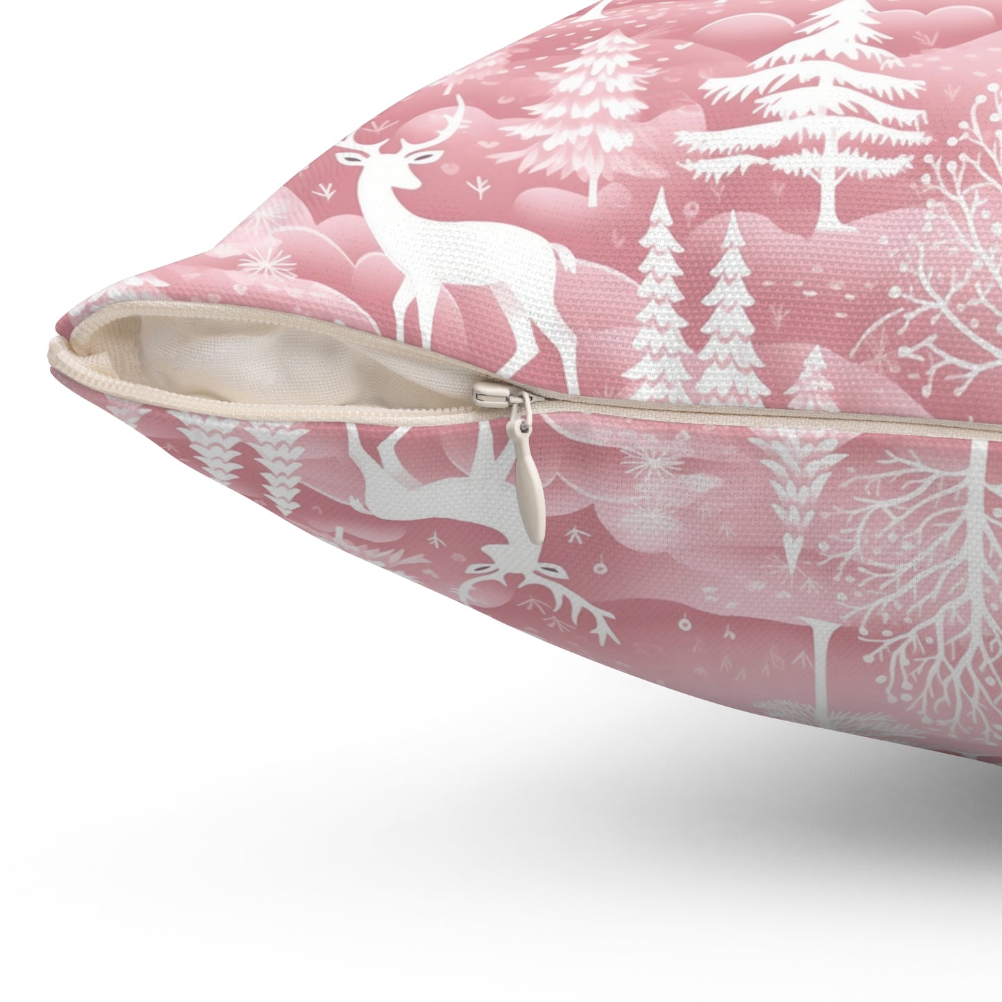 Pink Winter Wonderland Spun Polyester Square Pillow