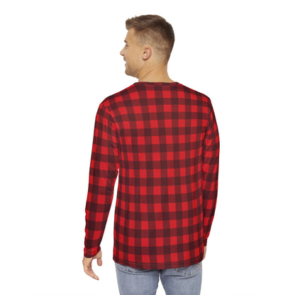 Mens Red Plain Long Sleeve Pajama Shirt