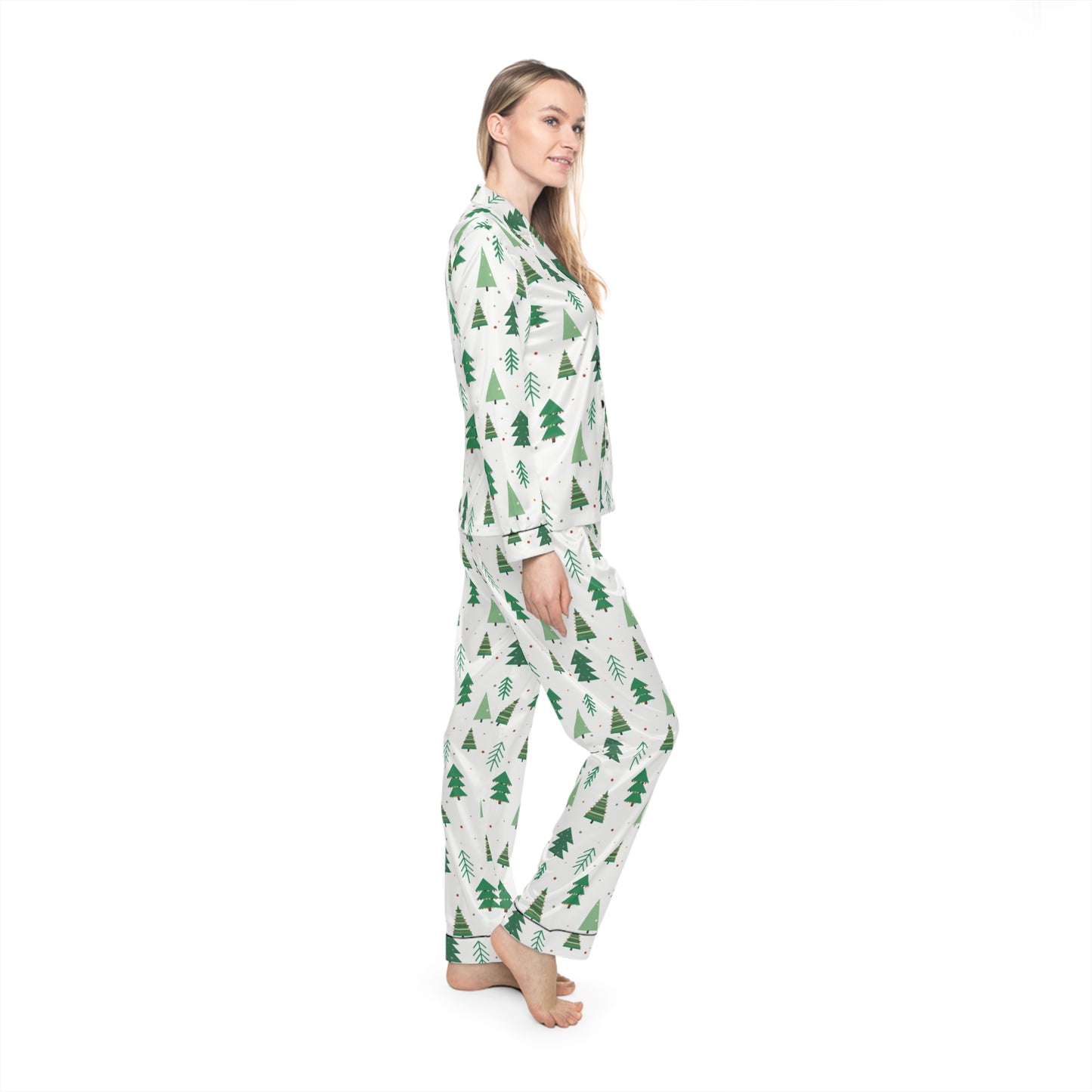 Womens Cozy Pines Satin Pajama Set