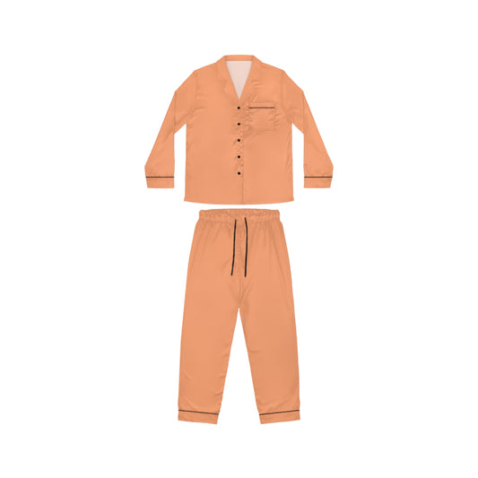 Womens Peach Satin Pajama Set