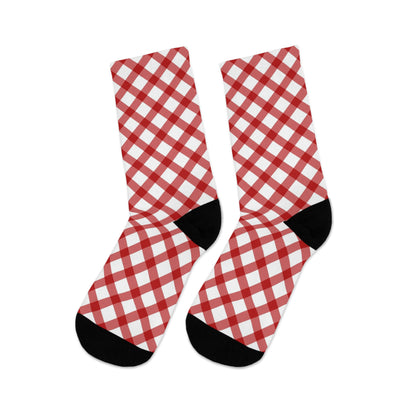 Red Grid Delight Recycled Poly Socks