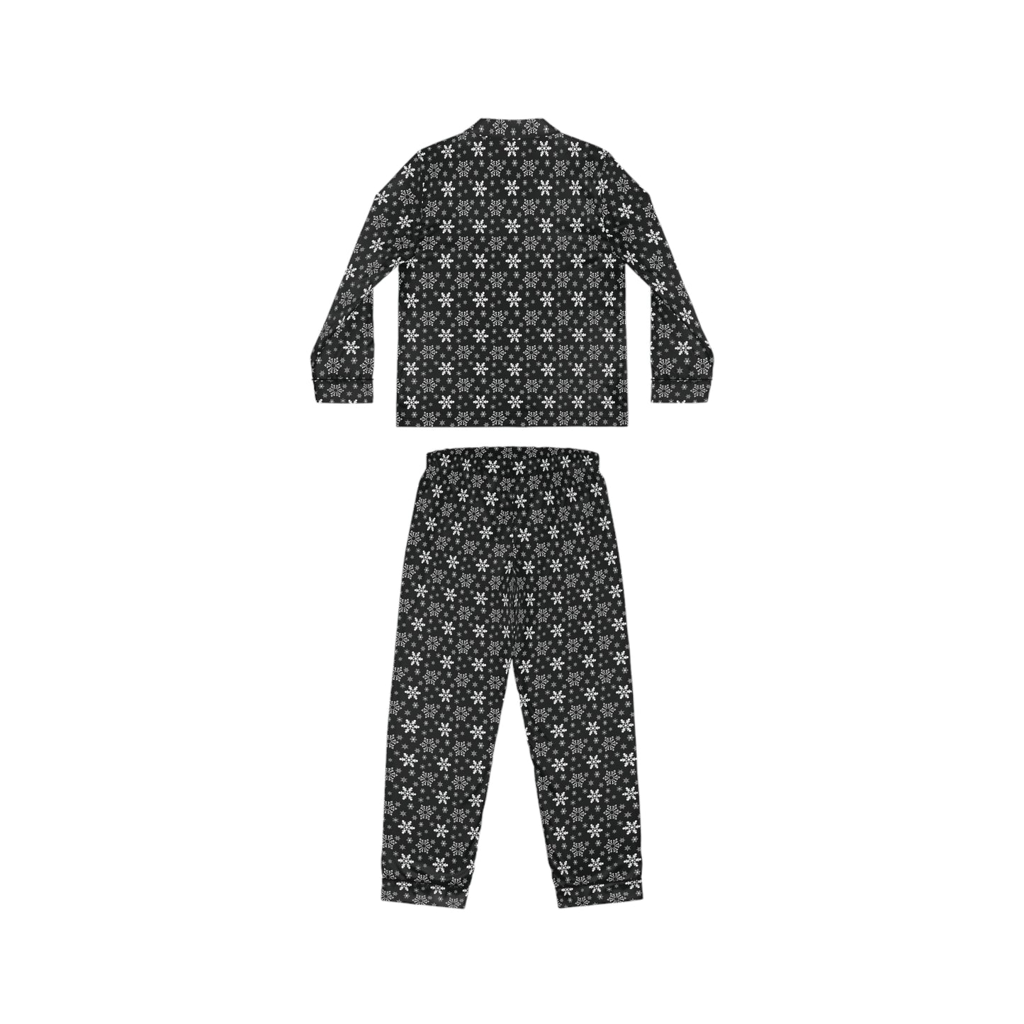 Womens Black Snowflakes Satin Pajamas