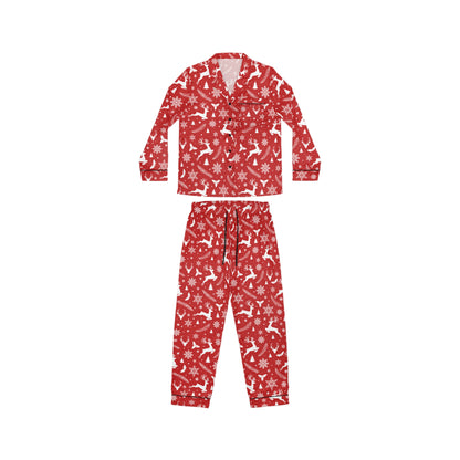 Womens Red Christmas Satin Pajama Set