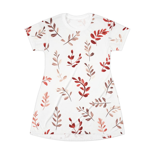 Womens Freshly Leaves T-Shirt Pajama Dress