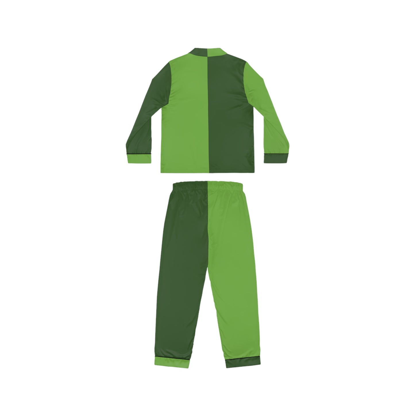 Womens Green Color-Block Pajama Set