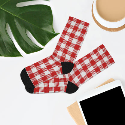 Red Plaid Recycled Poly Socks