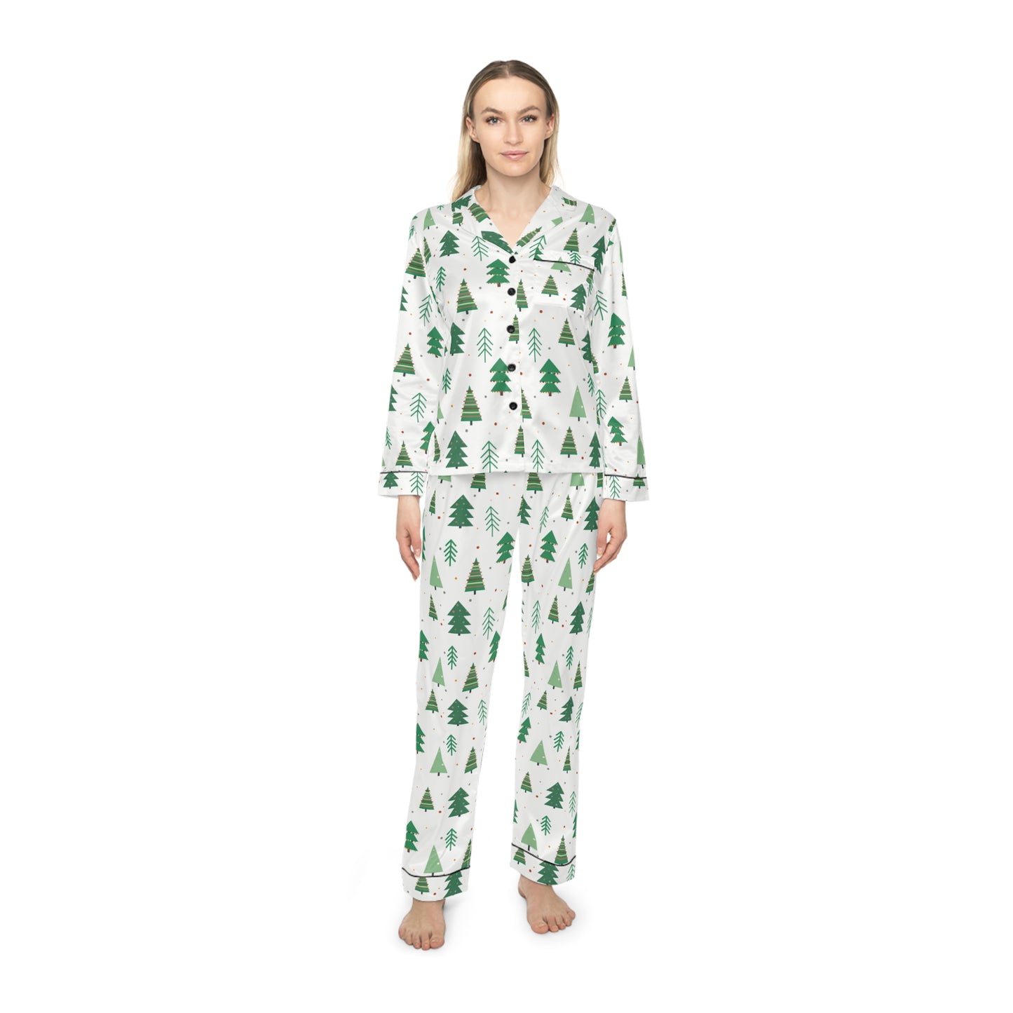 Womens Cozy Pines Satin Pajama Set