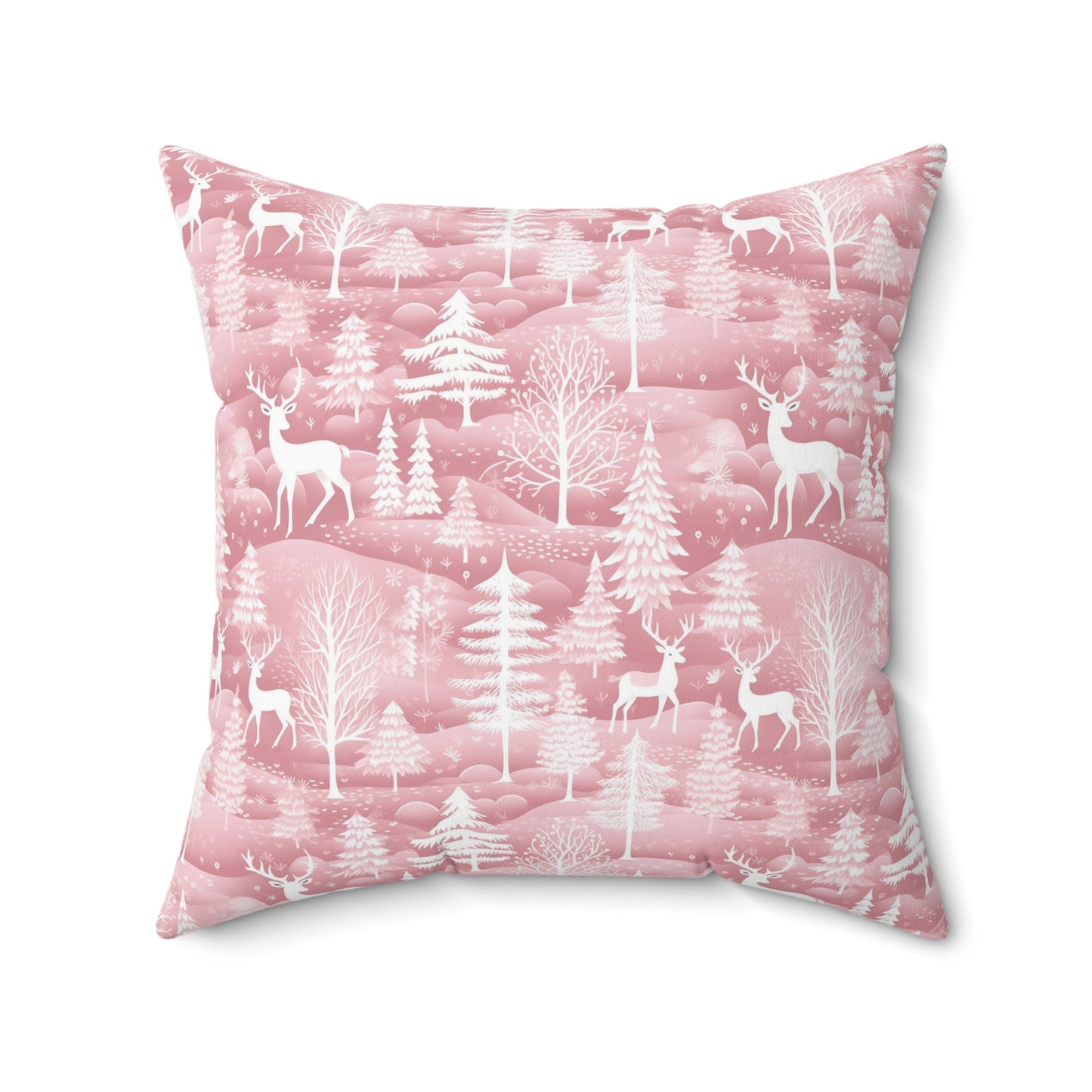 Pink Winter Wonderland Spun Polyester Square Pillow