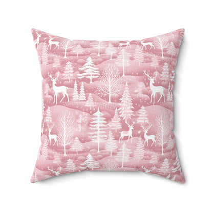 Pink Winter Wonderland Spun Polyester Square Pillow