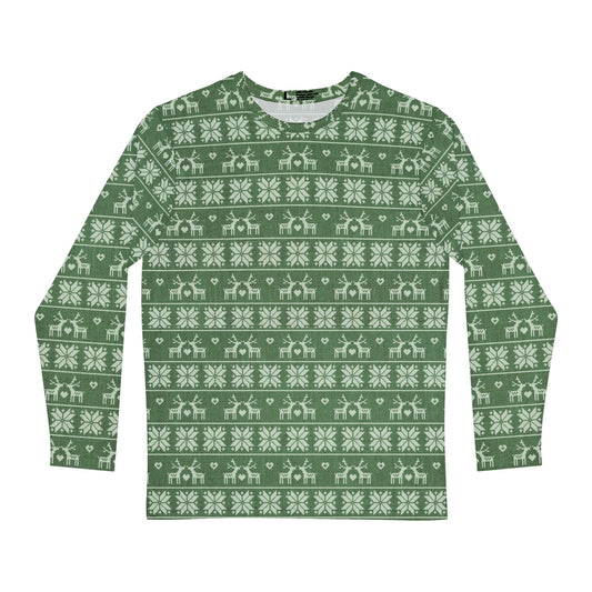 Mens Green Festive Forest Long Sleeve Pajama Shirt.