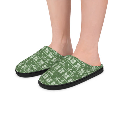 Mens Green Festive Forest Indoor Slippers