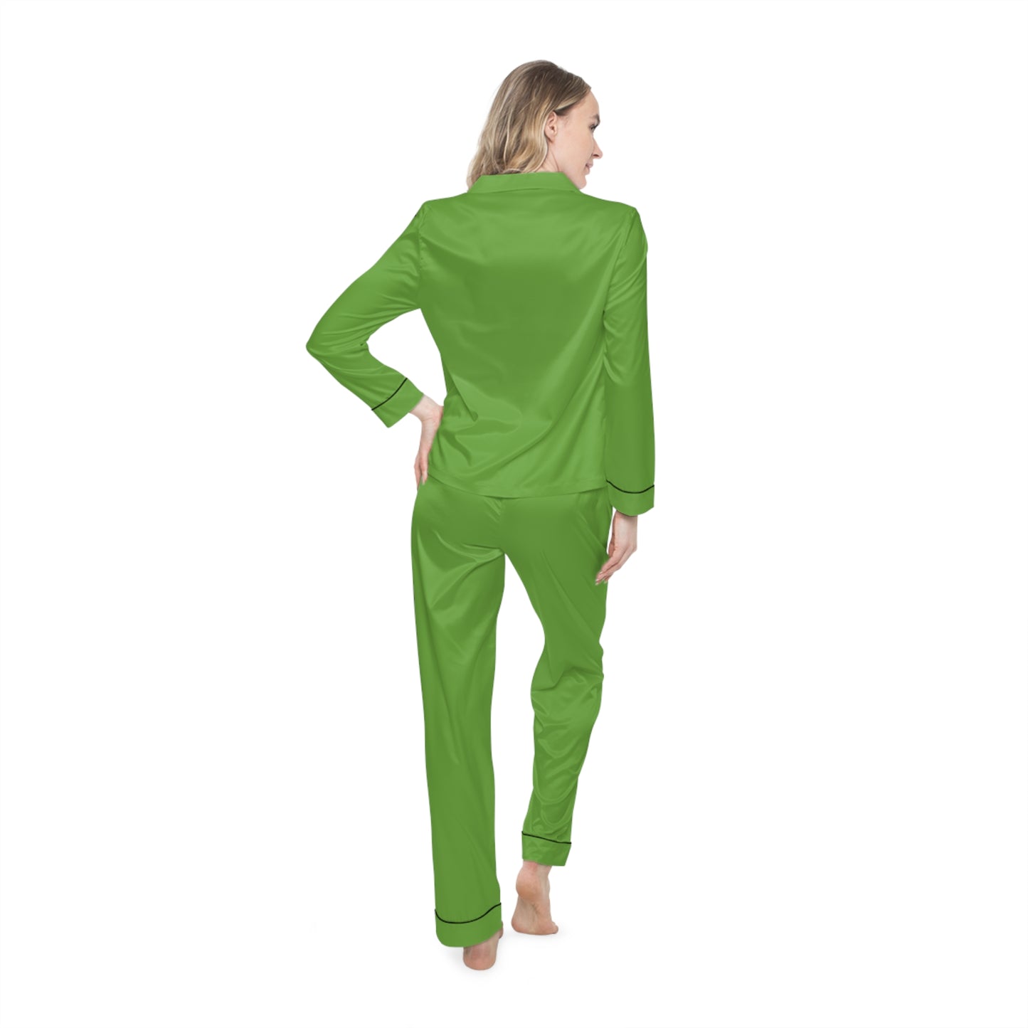 Womens Fresh Green Satin Pajama Set