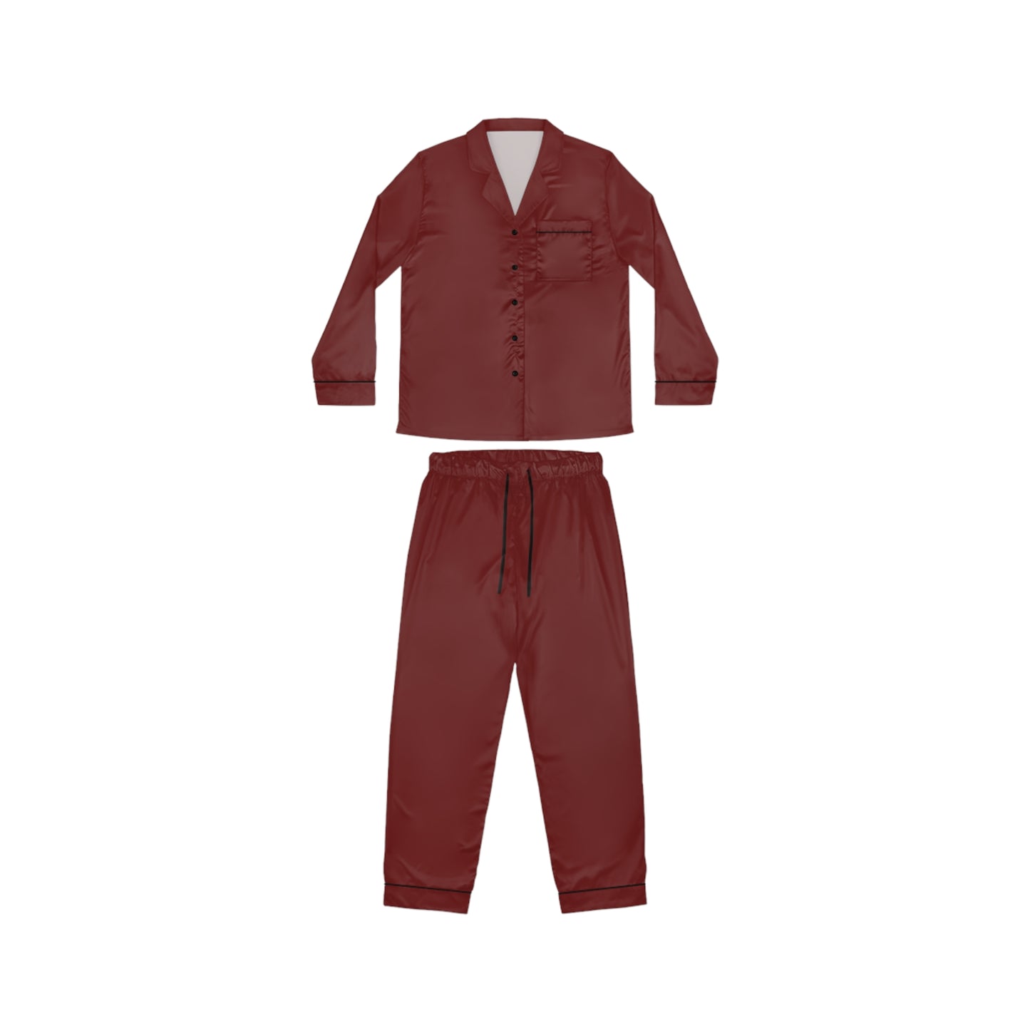 Womens Burgundy Satin Pajama Set