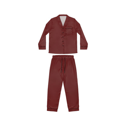 Womens Burgundy Satin Pajama Set