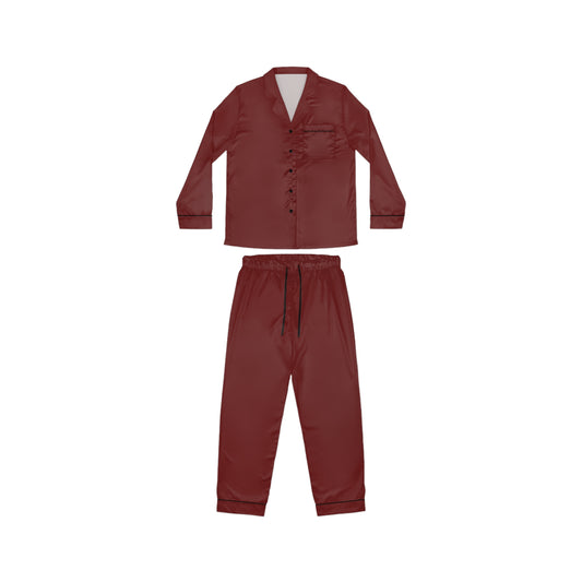 Womens Burgundy Satin Pajama Set