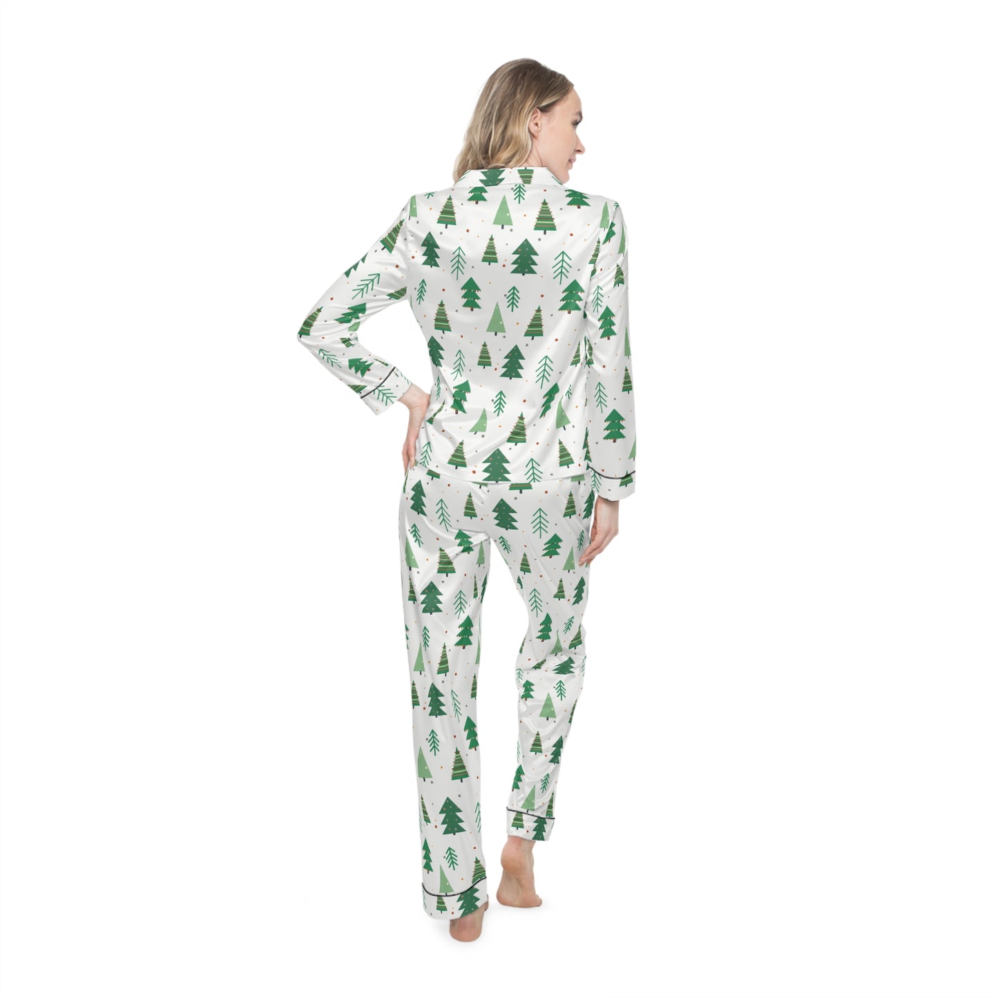 Womens Cozy Pines Satin Pajama Set