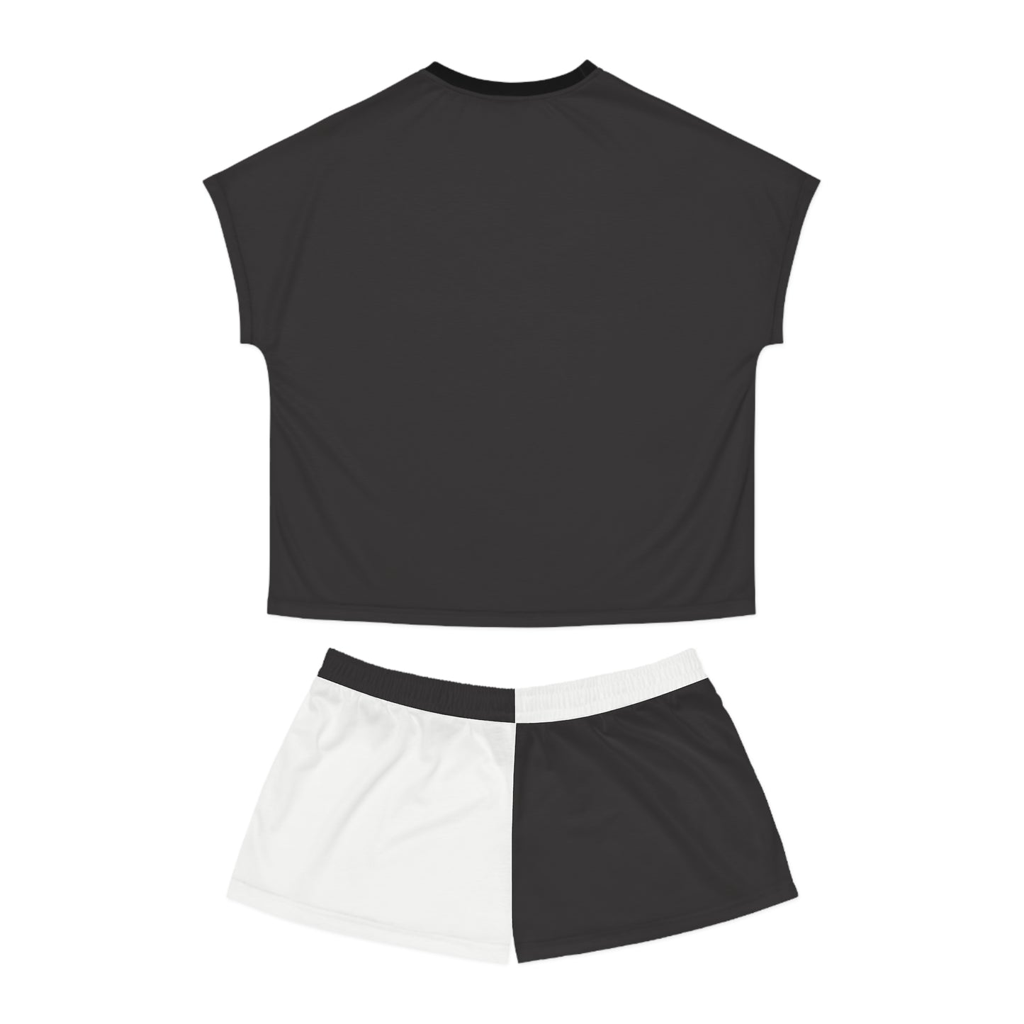 Womens Black And White Color-Block Short Pajama Set