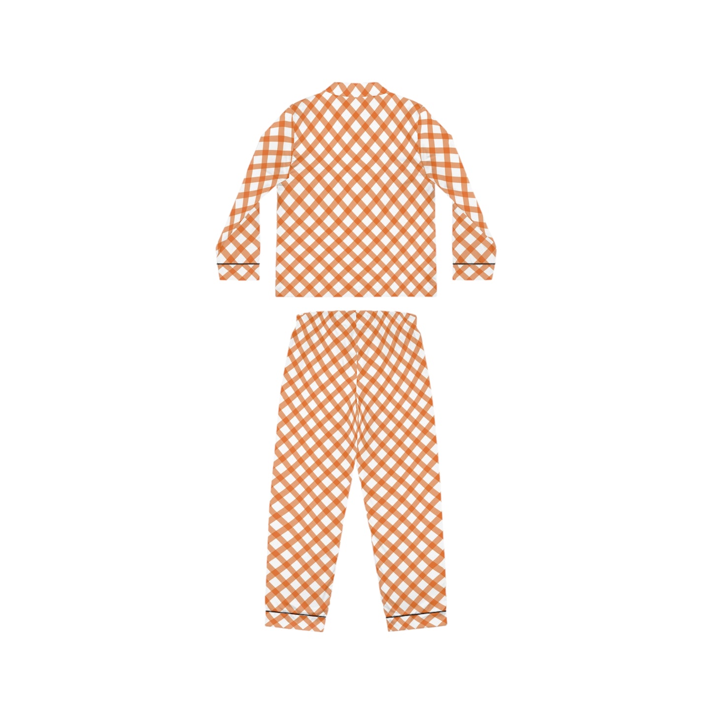 Womens Orange Grid Delight Satin Pajamas