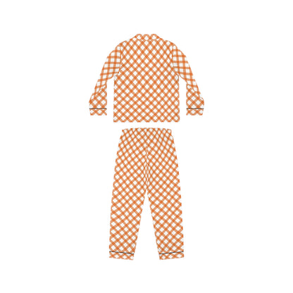 Womens Orange Grid Delight Satin Pajamas