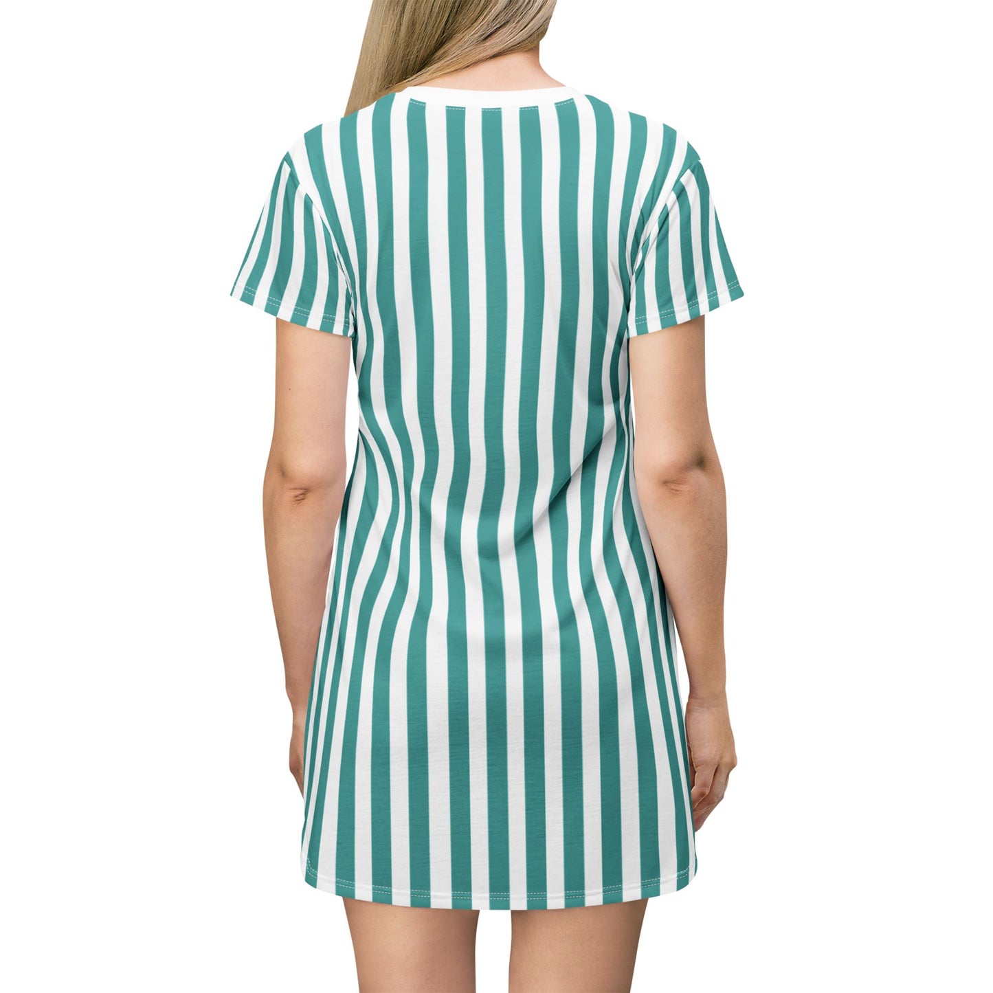 Womens Green Striped T-Shirt Pajama Dress