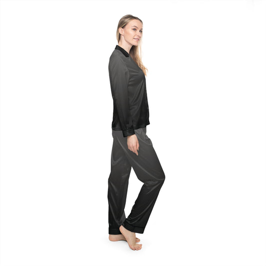 Womens Black Ombre Satin Pajama Set