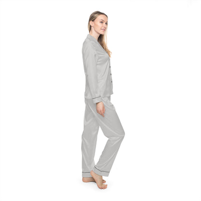 Womens Light Gray Satin Pajama Set