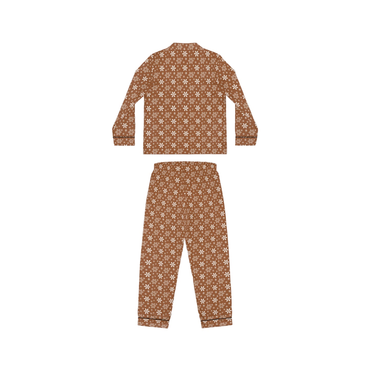 Womens Brown Coffee Snowflakes Satin Pajamas