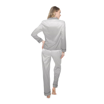 Womens Light Gray Ombre Satin Pajama Set