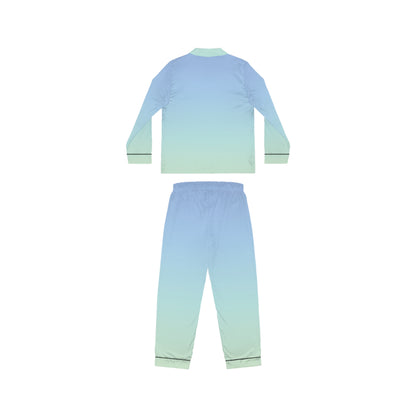 Womens Light Blue Ombre Satin Pajama Set