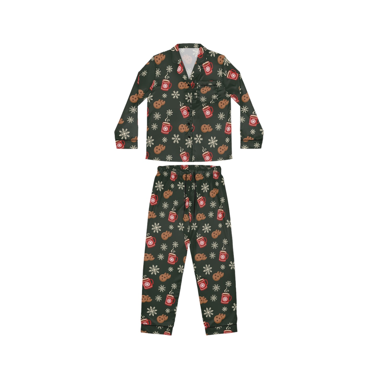 Womens Christmas Morning Satin Pajama Set