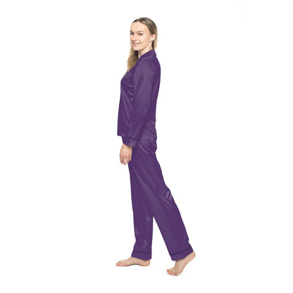 Womens Dark Purple Satin Pajama Set