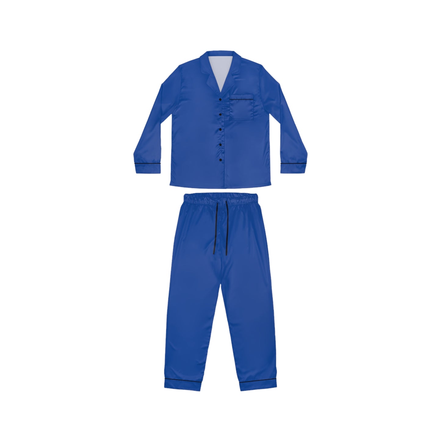 Womens Blue Satin Pajama Set