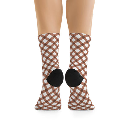 Brown Grid Delight Recycled Poly Socks