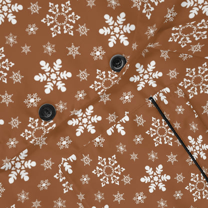 Womens Brown Coffee Snowflakes Satin Pajamas